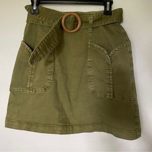Anthropologie Plus Size Green/Cargo Color Skirt With Belt Detail